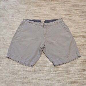 Faherty Brand Linen Blend Shorts Mens Sz 38 Gray Flat Front Casual Summer Beach